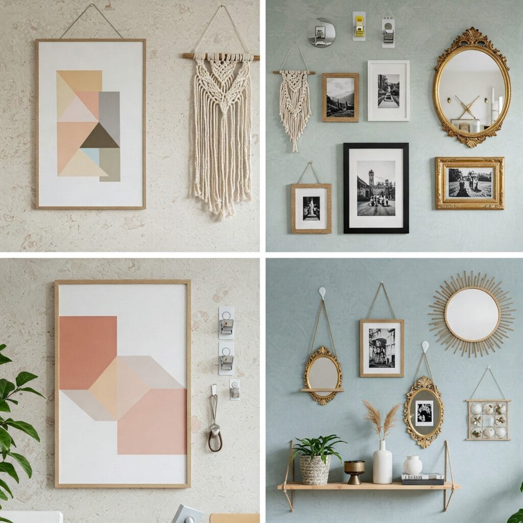 dekoracje na ścianie bez wiercenia