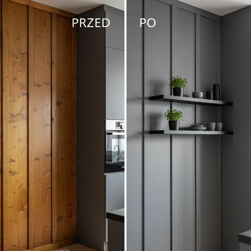 porównanie boażerii przed i po pomalowaniu