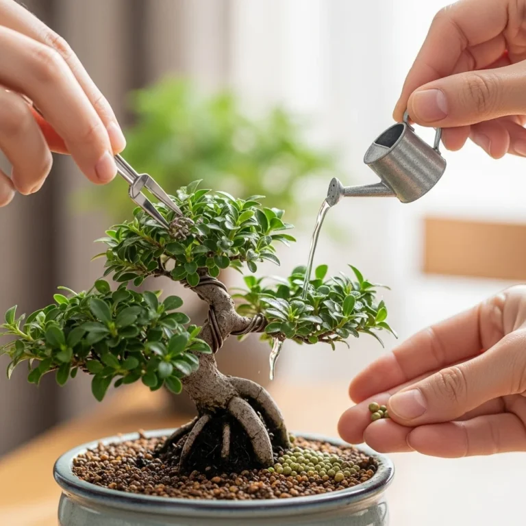 Podlewanie i nawożenie – dwa filary zdrowia bonsai. Uniknij najczęstszych błędów.