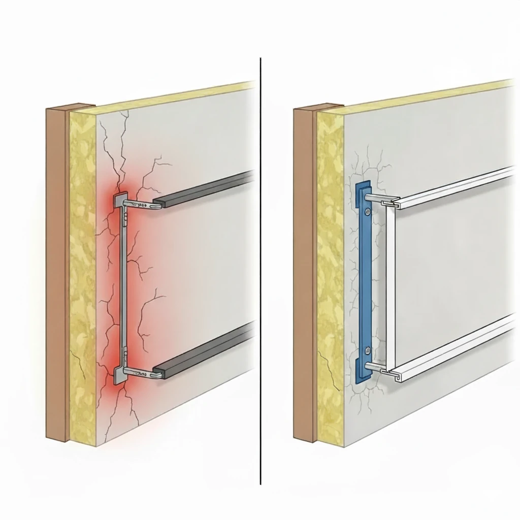 Przykłady błędów i poprawnego montażu balustrady do ściany z ociepleniem. Unikanie mostków termicznych.
