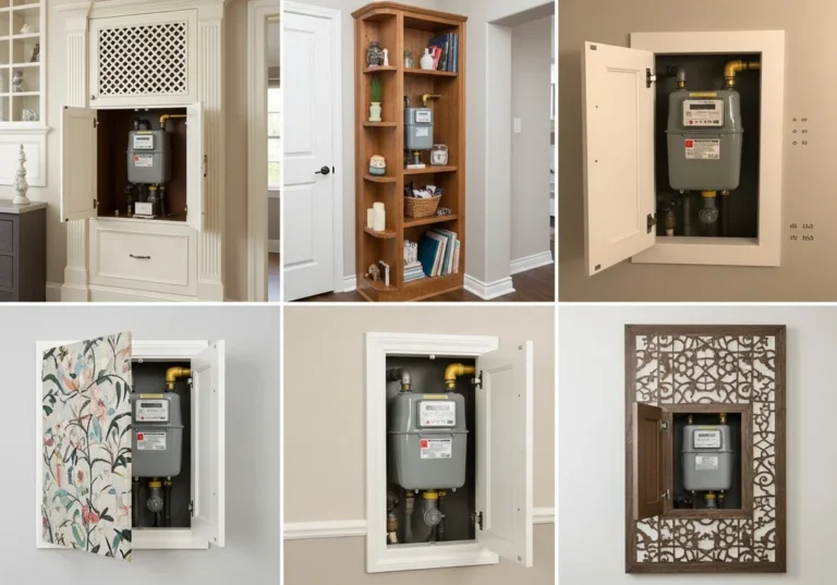 Kolekcja estetycznych rozwiązań zabudowy licznika gazowego w różnych stylach wnętrz.