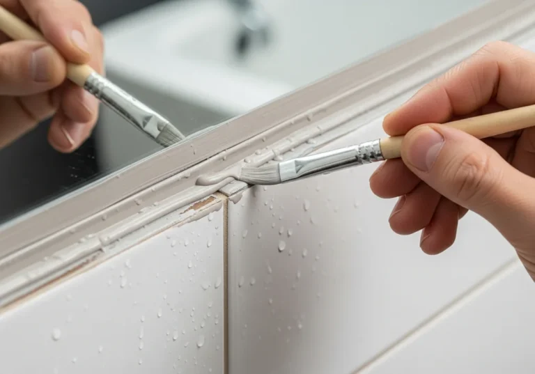 Malowanie silikonu sanitarnego pędzlem, przygotowanie powierzchni do malowania.