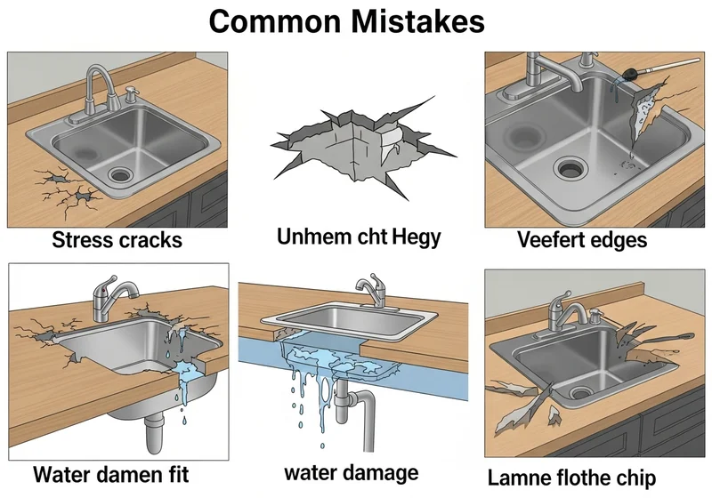 Najczęstsze błędy przy montażu zlewu: pęknięcia, uszkodzenia krawędzi i zalanie blatu.
