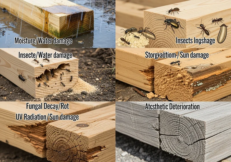 Drewno narażone na wilgoć, insekty, promieniowanie UV i czynniki estetyczne.