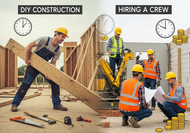 Porównanie samodzielnej budowy tarasu (DIY) z zatrudnieniem ekipy budowlanej.